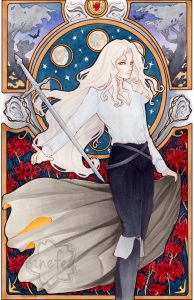 Art nouveau style fanart of Alucard from Castlevania