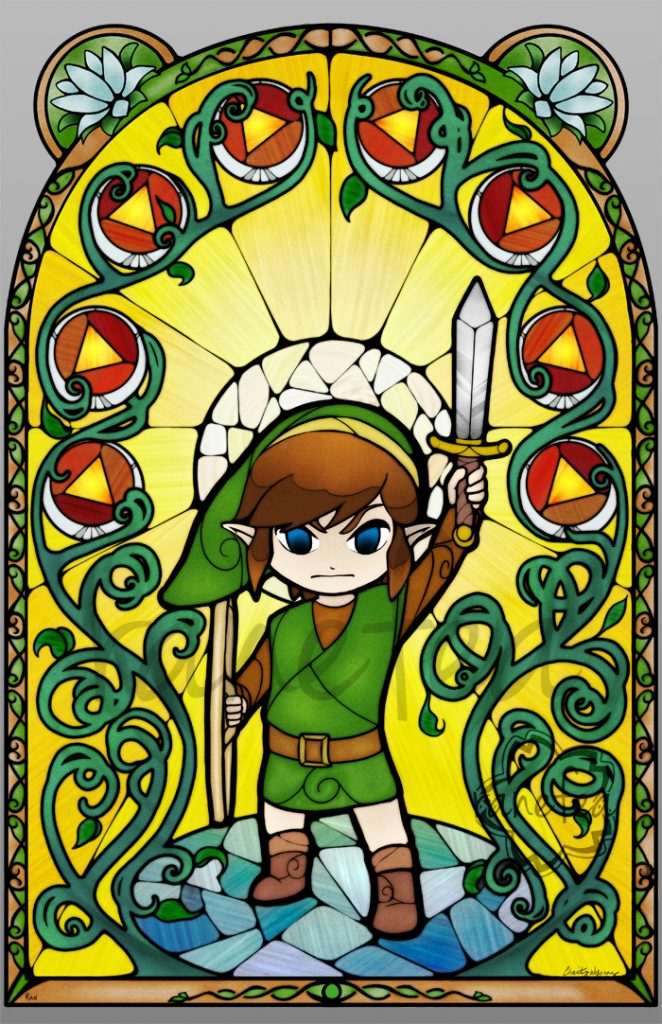 Stained glass style artwork of The Legend of Zelda