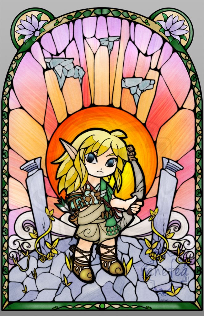 Stained glass style artwork of The Legend of Zelda Tears of the Kingdom